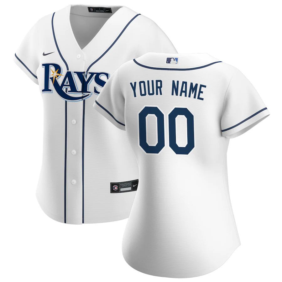 Womens Tampa Bay Rays Nike White Home Replica Custom MLB Jerseys->tampa bay rays->MLB Jersey